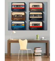 Retro Kaset Bantları Koleksiyonu Dekoratif Kanvas - Mdf Ahşap Tablo