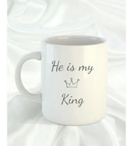 King Kupa - Taçlı King Yazılı Karizmatik Erkek Hediyelik Seramik Mug (Beyaz)
