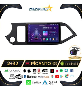 Kia Picanto 2011-2014 Model 2+64GB Android 13 Kablosuz Carplay Navigasyon Multimedya Sistemi