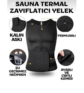 Ayarlanabilir Fermuarlı Unisex Bel Karın inceltici Sauna Yeleği Termal Ceket Fitness Spor Antreman Kosesi