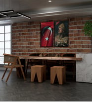 Kişiye Özel Türk Bayrağı Ve Mustafa Kemal Atatürk Tasarımlı Kanvas Tablo İkili Set 30x50 cm Yeni İş Hediyesi