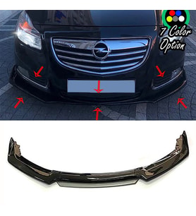 Opel insignia Gri Renkli Şeritli Dilli Ön Lip 4 Prç Parlak Siyah ABS 2010 - 2016