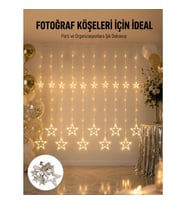 Mey İthalat® Dekoratif Yıldız Peri Led Perde 3x3 Metre Ortam Işığı Yeni Nesil