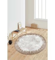 Dijital Baskılı Kaymaz Taban Yıkanabilir Yuvarlak Salon Halısı Koridor Halısı Paspas NDY-HT-494 (Kahverengi)