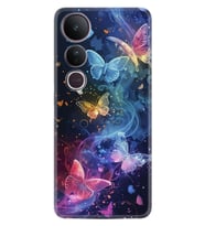 Vivo V50 Lite Kılıf Boutique Baskılı Resimli Neon Kelebekler Pcode -092