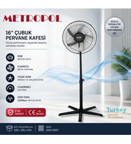 Metropol MP-1005-M 16" Ayaklı Vantilatör 55W Güçlü Motor ile 5 Kollu Metal Pervane