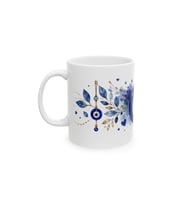 Nazar Boncuğu Temalı A Sınıf Porselen Kupa Mavi Nazar Desenli Dekoratif 330 ml KF07102617