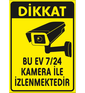 Bu ev 7/24 Kamer ile izlenmektedir Sticker 20X28 Cm