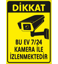 Bu ev 7/24 Kamer ile izlenmektedir Sticker 20X28 Cm