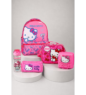 x Dekomus Hello Kitty Lisanslı İlkokul,Beslenme,Kalem Çantası,Matara Ve Beslenme Kabı Seti