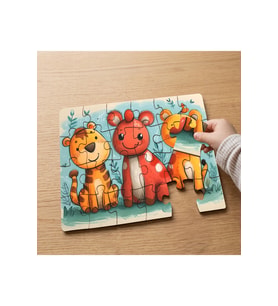 Sevimli Arkadaş Hayvanlar Tasarımlı 24 Parça Ahşap Çocuk Puzzle