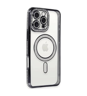 Apple İphone 16 Pro Kılıf Joke Simli Magneticsafe Kılıf - Siyah