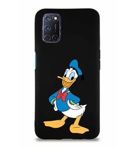 Oppo A92 Soft Premier Kapak Donald Duck-C Tasarımlı Silikon Kılıf - Siyah (Şeffaf)