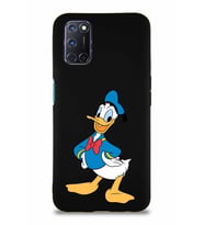 Oppo A92 Soft Premier Kapak Donald Duck-C Tasarımlı Silikon Kılıf - Siyah (Şeffaf)
