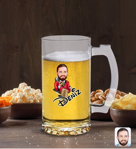 BK Gift Kişiye Özel Erkek Patron Karikatürlü Cam Bira Bardağı 50cl-2 (Beyaz)
