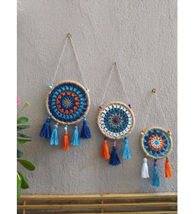 EL EMEĞİ MAKROME MANDALA MOTİFLİ DÜŞ KAPANI DUVAR SÜSÜ 3 LÜ SET