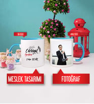Edebiyat Öğretmenine Hediye Edebiyat Öğretmeni Kupa Bardak Mavi Fotoğraflı