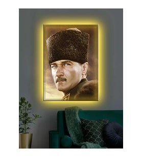 Led Işıklı Mustafa Kemal Atatürk Kanvas Tablo