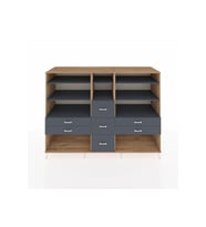 Kronos Dolap 8 Raflı 7 Çekmeceli  220x59x163 Çam-Antrasit