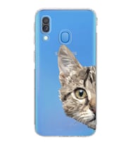 Samsung Galaxy A40  Kamera korumalı Tıpalı  Kapak Catface Tasarımlı  Şeffaf Kılıf