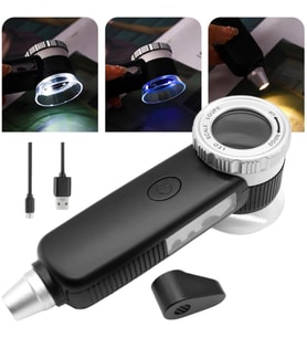 Texta TH-8019 30X Ayarlanabilir Çoklu Işıklı USB Şarjlı El Büyüteci