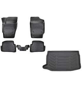 Rizline Volkswagen Polo 6R 2009-2017 Yılları Arası Uyumlu 3D Havuzlu Paspas + ÜST Bagaj Havuzu Set (Siyah)