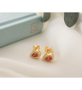 925 Ayar Gümüş Ocak Ayı Doğum Taşı ( Garnet )Damla Küpe