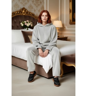 Kadın Wellsoft Ayıcık Figürlü Kapüşonlu Pijama Takımı Fonksiyonel Dayanıklı Kaliteli Rahat