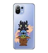 Xiaomi Mi 11 Lite Uyumlu Sevimli Baby Yoda ve Stitch Desenli Şeffaf Telefon Kılıfı