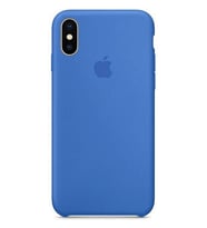 Apple iPhone X Uyumlu Logolu Içi Kadife Altı Açık Lansman Koyu Mavi Silikon Kılıf