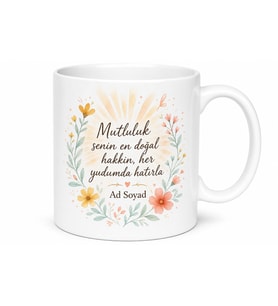Kişiye Özel Mutluluk Dileği Baskılı Kupa Bardak Hediye