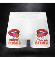 Erkeğe Hediye Dolapta Pekmez Yala Yala Bitmez Yazısı Baskılı Erkek Boxer