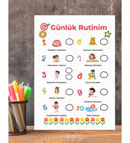 Günlük Rutin Sorumluluk Kazanım Tablosu Kız Çocuk 1 Adet Pcv Kaplı Silinebilir