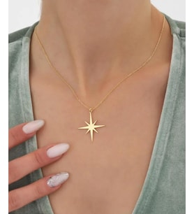 Minimal Kutup Yıldızı Model Kolye 925K Gümüş (Gold)