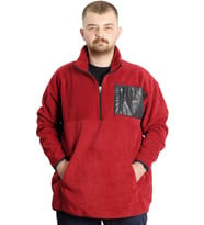 Mode XL Büyük Beden Erkek Sweat Yarım Fermuarlı Garnili Polar 23552 Bordo