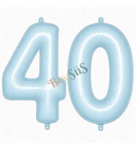 40 Rakam Folyo Balon Mavi Rengi (76 cm)