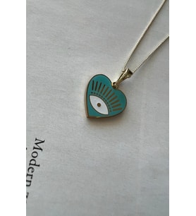 MİNİ EYES (14K ALTIN KAPLAMA KOLYE ) (Turkuaz)