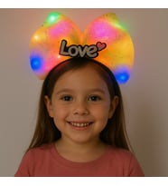 LED Işıklı Love Yazılı Sarı Fiyonk Taç – Kız Çocuk Parti Tacı