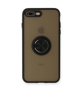 Apple İphone 7 Plus Kılıf Montreal Yüzüklü Silikon Kapak - Siyah