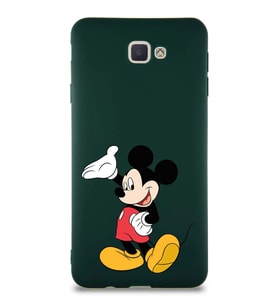 Samsung Galaxy J7 Prime Soft Premier Kapak Mickey Mouse-C Tasarımlı Silikon Kılıf - Yeşil (Şeffaf)