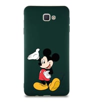Samsung Galaxy J7 Prime Soft Premier Kapak Mickey Mouse-C Tasarımlı Silikon Kılıf - Yeşil (Şeffaf)