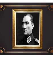 Altın Varaklı Çerçeveli Paspartulu Atatürk Tablo z5072 (Gold)