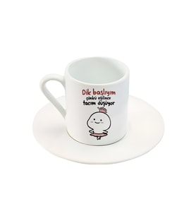 Türk Kahve Fincanı Mochi Cat Motto Baskılı Fincan