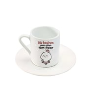 Türk Kahve Fincanı Mochi Cat Motto Baskılı Fincan