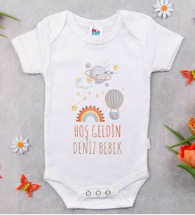 BK Kids İsimli Hoş Geldin Bebek Tasarımlı Beyaz Bebek Body Zıbın-7