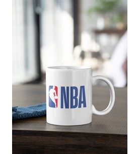 Kio Tasarım Nba Abd Basketbol Ligi Logo Baskılı Kupa Beyaz Porselen Mug