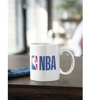 Kio Tasarım Nba Abd Basketbol Ligi Logo Baskılı Kupa Beyaz Porselen Mug