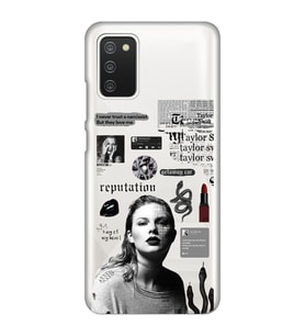 Samsung Galaxy A02S Uyumlu Taylor Swift Desenli Şeffaf Telefon Kılıfı