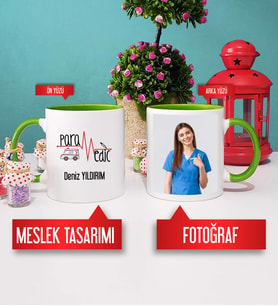 Paramedik Kupa Bardak Yeşil Fotoğraflı