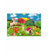 Sevimli Dostlar  3-9 Yaş Çocuklar için 24 Parçalı Ahşap Puzzle Yapboz